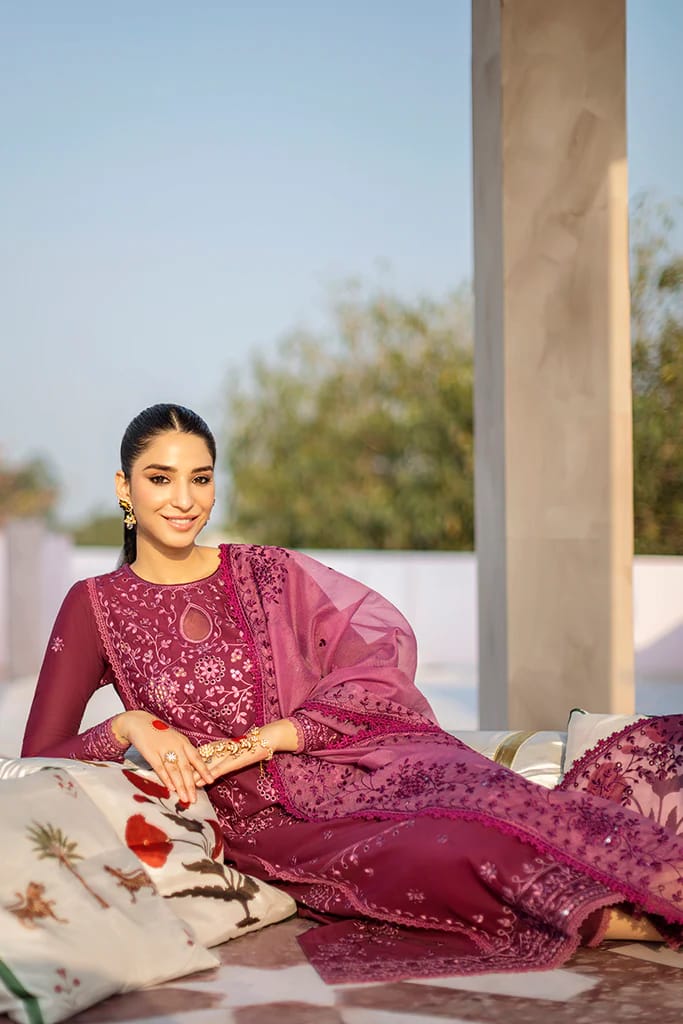 SUMMER- 3PC LAWN HEAVY EMBROIDERED SHIRT WITH ORGANZA HEAVY EMBROIDERED DUPATTA-3544