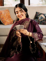 SUMMER-3PC LAWN EMBROIDERED SHIRT WITH KHAADI EMBROIDERED DUPATTA & TROUSER-4504