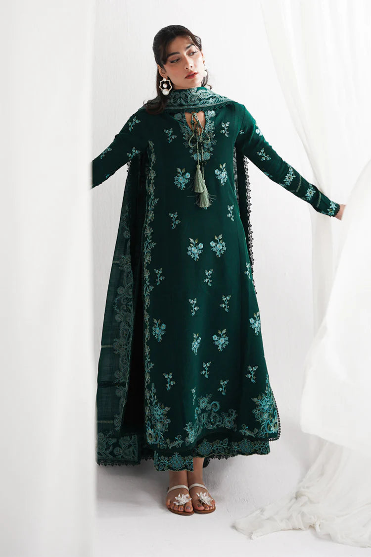 WINTER-3PC DHANAK EMBROIDERED SHIRT WITH DHANAK EMBROIDERED SHAWL & TROUSER-4318