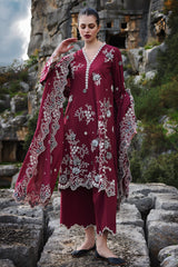 SUMMER-3PC LAWN EMBROIDERED SHIRT WITH MONARK EMBROIDERED DUAPATTA AND TROUSER-3715