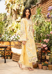 SUMMER-3PC LAWN CHIKANKARI EMBROIDERED SHIRT WITH KHADDI NET EMBROIDERED DUPATTA AND TROUSER-4729