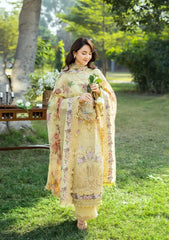 WINTER-3PC DHANAK EMBROIDERED SHIRT WITH WOOL PRINTED EMB SHAWL AND TROUSER-5098