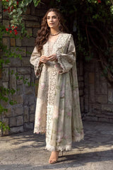 WINTER-3PC DHANAK CHIKAN EMBROIDERED SHIRT WITH WOOL PRINTED EMB SHAWL AND TROUSER-5101