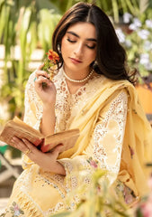 SUMMER-3PC LAWN CHIKANKARI EMBROIDERED SHIRT WITH KHADDI NET EMBROIDERED DUPATTA AND TROUSER-4729