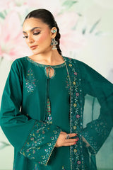 SUMMER-3PC LAWN SEQUIN EMBROIDERED SHIRT WITH ORGANZA EMBROIDERED DUPATTA AND TROUSER-4635