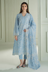 BrandsInn-3PC DHANAK EMBROIDERED SHIRT WITH WOOL DIGITAL PRINTED SHAWL AND TROUSER-4109