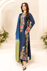 SUMMER-3PC LAWN EMBROIDERED SHIRT WITH CHIFFON TYE & DYE DUPATTA & TROUSER-3780