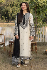 SUMMER-3PC LAWN EMBROIDERED SHIRT WITH CHIFFON EMBROIDERED DUPATTA AND EMB TROUSER-4600