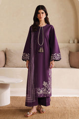 WINTER-3PC DHANAK EMBROIDERED SHIRT WITH COURTRAI PRINTED SHAWL AND TROUSER-4305