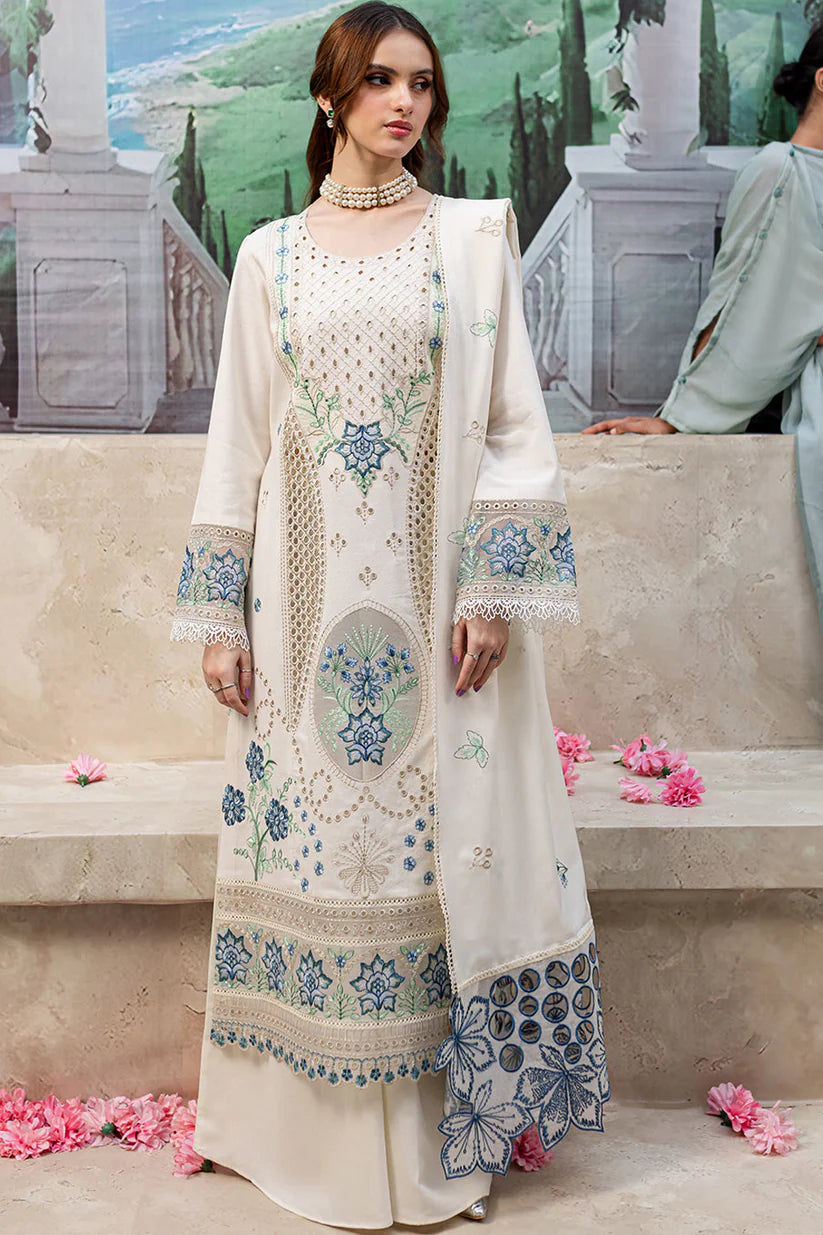 WINTER-3PC DHANAK LASER CUT EMB SHIRT WITH DHANAK LASERCUT EMB DUPATTA & TROUSER--4103
