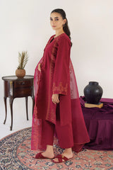 WINTER- 3PC KHADAR EMBROIDERED SHIRT WITH ORGANZA EMBROIDRED DUPATTA AND TROUSER-3195