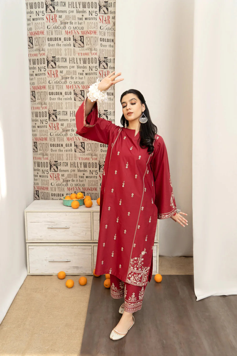 WINTER- 3PC DHANAK EMBROIDERED SHIRT WITH COUTURE PRINTED SHAWL AND EMB TROUSER-4059