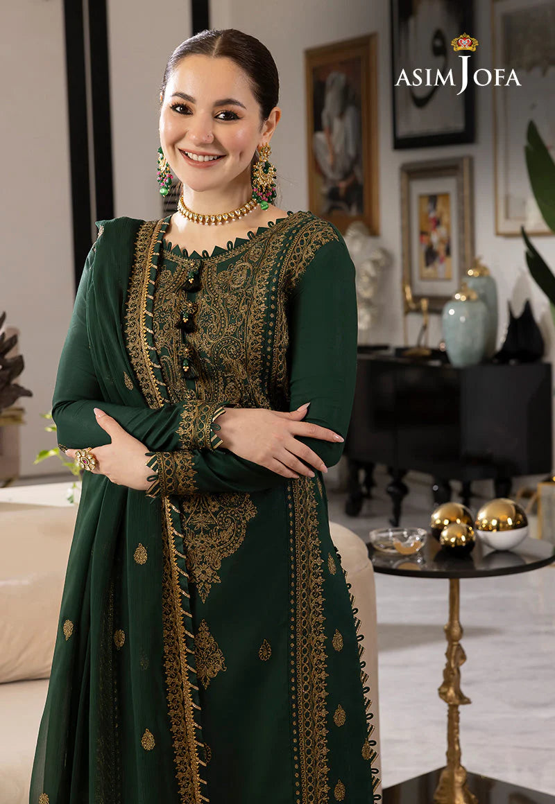 WINTER-3PC DHANAK SEQUIN EMBROIDRED SHIRT WITH CHIFFON EMBROIDRED DUPATTA AND TROUSER-4139