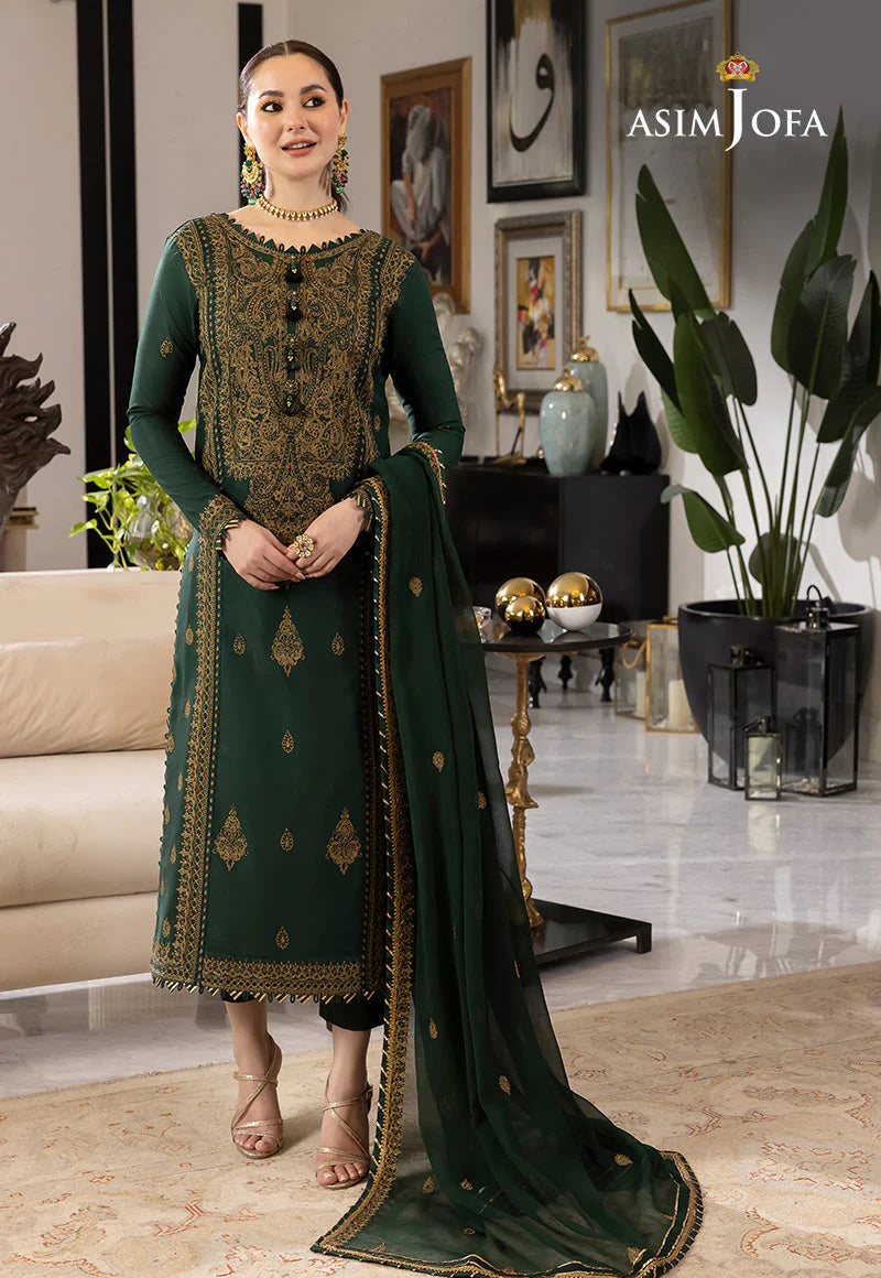 WINTER-3PC DHANAK SEQUIN EMBROIDRED SHIRT WITH CHIFFON EMBROIDRED DUPATTA AND TROUSER-4139