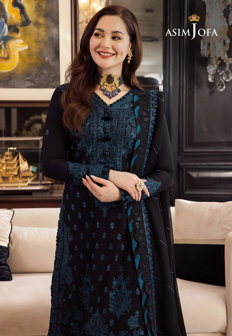 ASIM JOFA- 3PC DHANAK EMBROIDERED SHIRT WITH BAMBER DHANAK EMBROIDERED SHAWL & TROUSER-BIC-4078