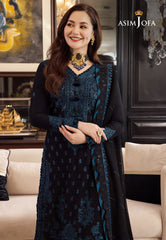 ASIM JOFA- 3PC DHANAK EMBROIDERED SHIRT WITH BAMBER DHANAK EMBROIDERED SHAWL & TROUSER-BIC-4078