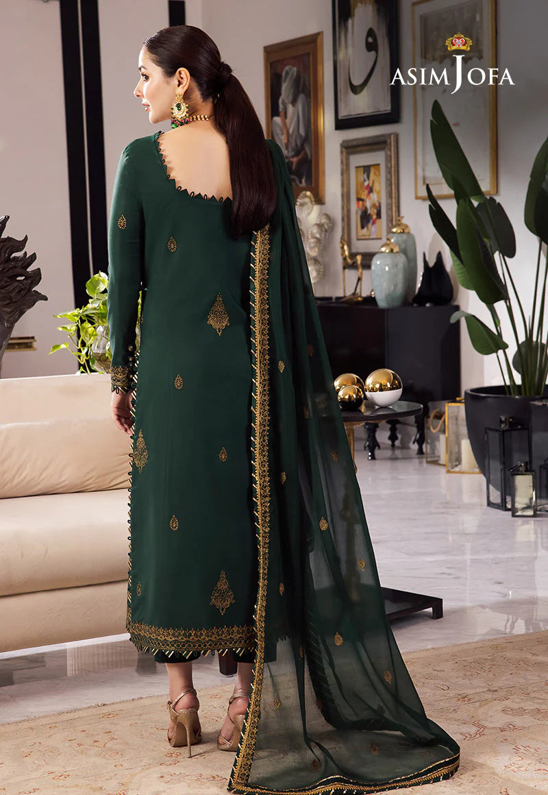 WINTER-3PC DHANAK SEQUIN EMBROIDRED SHIRT WITH CHIFFON EMBROIDRED DUPATTA AND TROUSER-4139