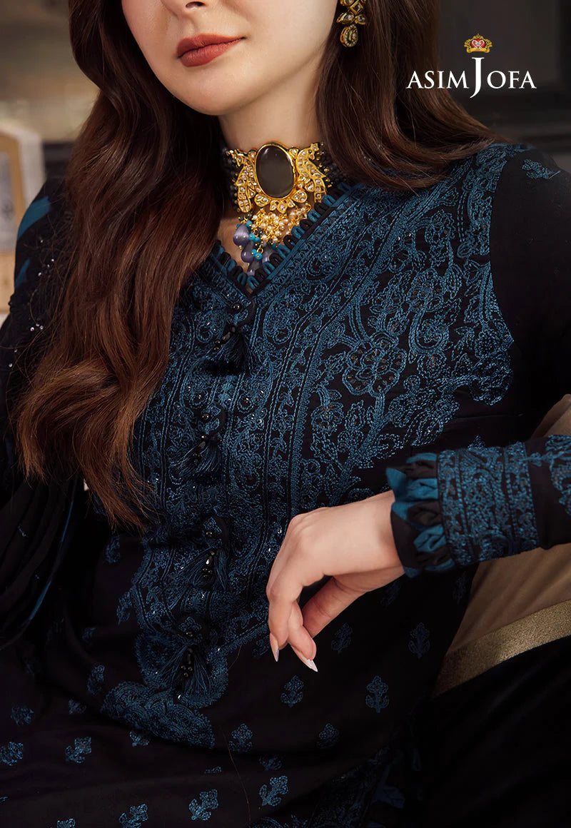 ASIM JOFA- 3PC DHANAK EMBROIDERED SHIRT WITH BAMBER DHANAK EMBROIDERED SHAWL & TROUSER-BIC-4078