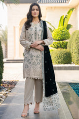WINTER-3PC DHANAK EMBROIDERED SHIRT WITH VELVET EMBROIDERED READY TO WEAR SHAWL-1520