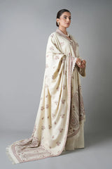 WINTER-3PC KARANDI EMBROIDERED SHIRT WITH KARANDI EMBROIDERED SHAWL AND KARANDI TROUSER-5254