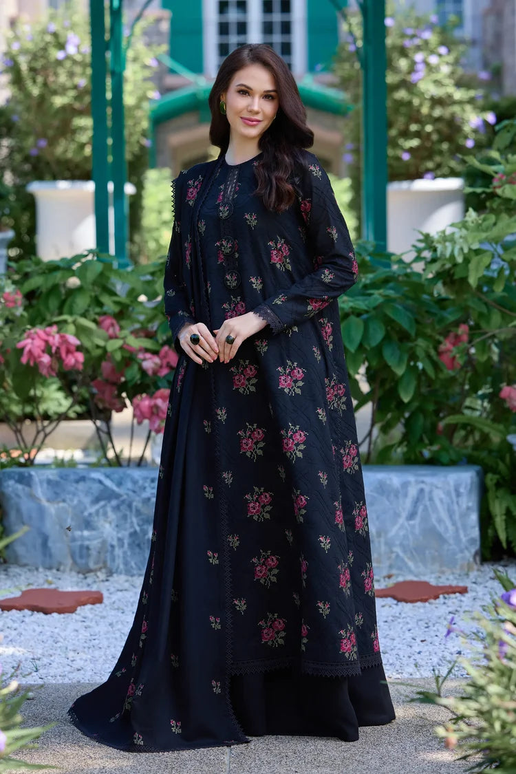 WINTER-3PC DHANAK EMBROIDERED SHIRT WITH DHANAK EMBROIDERED SHAWL AND TROUSER-5296