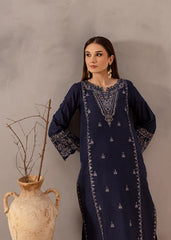 WINTER-2PC DHANAK EMBROIDERED SHIRT WITH EMBROIDERED TROUSER-15014