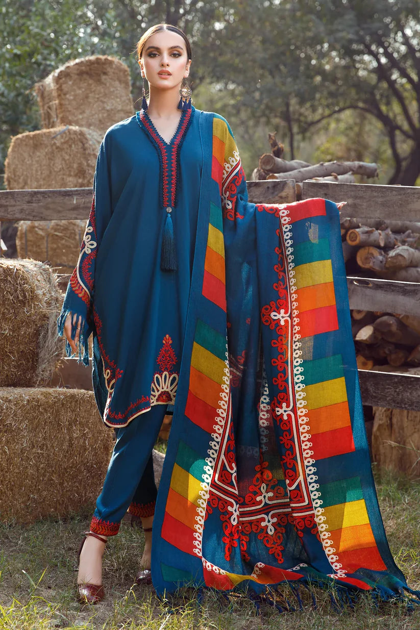 WINTER-3PC KHADAR HEAVY EMBROIDERED WITH COUTURE PRINT SHAWL 3103