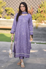 WINTER-3PC DHANAK EMBROIDERED SHIRT WITH CHIFFON EMBROIDERED DUPATTA AND TROUSER-4163