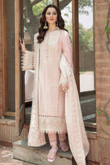 SUMMER-3PC LAWN CHIKANKARI EMBROIDERED SHIRT WITH KHADDI NET EMB DUPATTA AND TROUSER -4552
