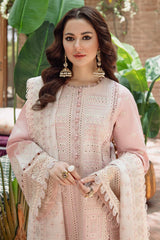 SUMMER-3PC LAWN CHIKANKARI EMBROIDERED SHIRT WITH KHADDI NET EMB DUPATTA AND TROUSER -4552