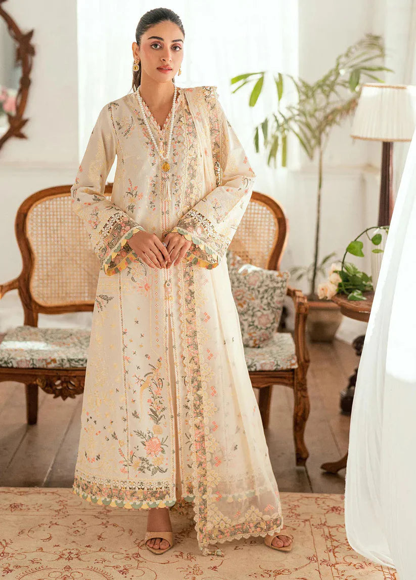 SUMMER- 3PC LAWN EMBROIDERED SHIRT WITH ORGANZA EMBROIDERED DUPATTA AND TROUSER -3804