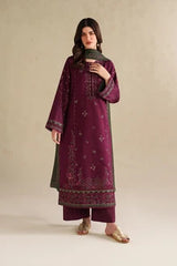 WINTER-3PC DHANAK EMBROIDERED SHIRT WITH DHANAK EMBROIDERED SHAWL AND TROUSER-5145