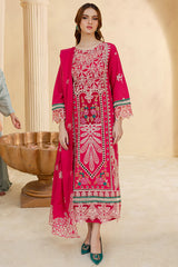 SUMMER-3PC LAWN LASER EMBROIDERED SHIRT WITH LAWN LASER EMBROIDERED READY TO WEAR DUPATTA-3649