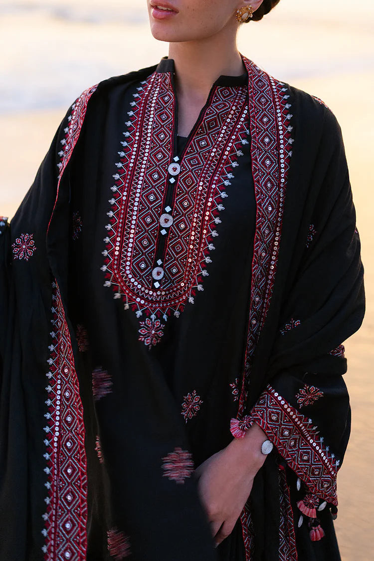 WINTER-3PC DHANAK EMBROIDERED SHIRT WITH DHANAK EMBROIDERED SHAWL AND TROUSER-4336