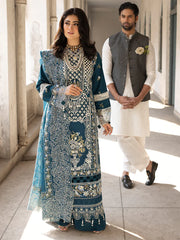 WINTER-3PC DHANAK EMBROIDERED SHIRT WITH DHANAK EMBROIDERED SHAWL AND TROUSE-5128