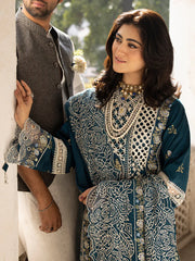 WINTER-3PC DHANAK EMBROIDERED SHIRT WITH DHANAK EMBROIDERED SHAWL AND TROUSE-5128