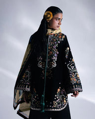 WINTER-3PC DHANAK EMBROIDERED SHIRT WITH COUTRAI PRINTED SHAWL AND TROUSER-5237