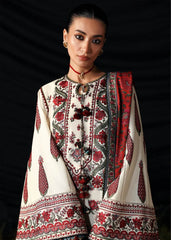 WINTER-3PC DHANAK EMBROIDERED SHIRT WITH WOOL PRINTED SHAWL AND EMB TROUSER-5186
