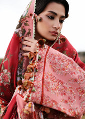 WINTER-3PC DHANAK EMBROIDERED SHIRT WITH WOOL PRINT SHAWL AND EMB TROUSER-5160