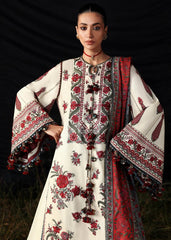 WINTER-3PC DHANAK EMBROIDERED SHIRT WITH WOOL PRINTED SHAWL AND EMB TROUSER-5186