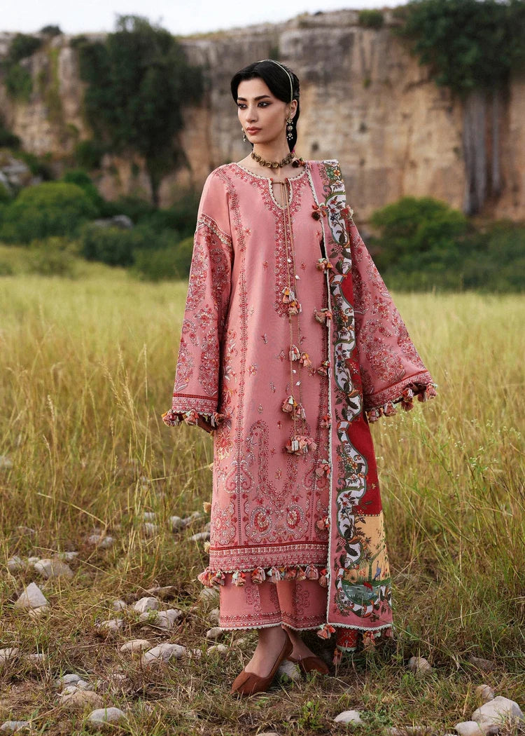 WINTER-3PC DHANAK EMBROIDERED SHIRT WITH WOOL PRINT SHAWL AND EMB TROUSER-5160
