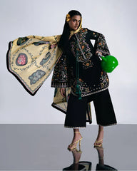 WINTER-3PC DHANAK EMBROIDERED SHIRT WITH COUTRAI PRINTED SHAWL AND TROUSER-5237