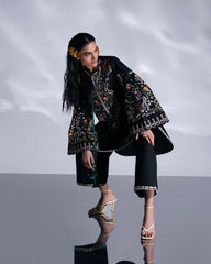 WINTER-3PC DHANAK EMBROIDERED SHIRT WITH COUTRAI PRINTED SHAWL AND TROUSER-5237
