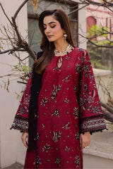 WINTER-3PC DHANAK EMBROIDERED SHIRT WITH CHIFFON TYE&DYE EMBROIDERED DUPATTA AND EMB TROUSER-5107