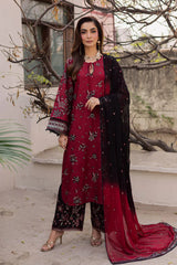 WINTER-3PC DHANAK EMBROIDERED SHIRT WITH CHIFFON TYE&DYE EMBROIDERED DUPATTA AND EMB TROUSER-5107