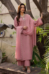 SUMMER-3PC LAWN EMBROIDERED SHIRT WITH CHIFFON EMBROIDERED DUPATTA AND TROUSER-4755
