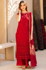 SUMMER-3PC LAWN CHIKENKARI EMBROIDERED SHIRT WITH LAWN JAQUARD PRINT DUPATTA-5400